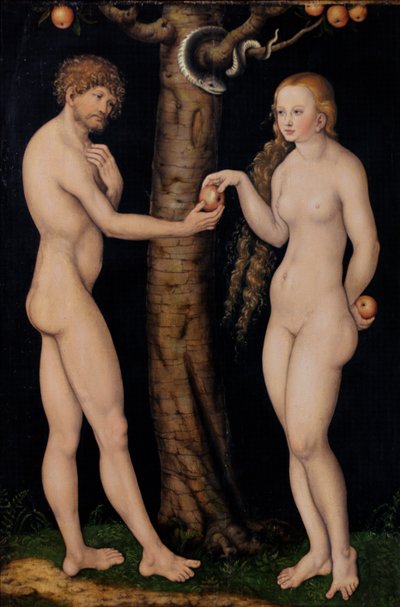 Adán y Eva en el Jardín del Edén, c.1520-25 de Lucas Cranach the Elder